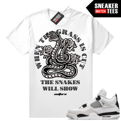 Military Black 4s Sneaker Match Tees White Snakes will Show