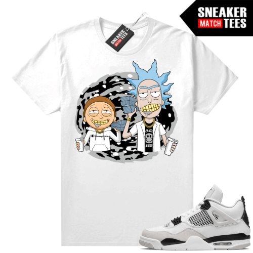 Military Black 4s Sneaker Match Tees White Trap Rick & Morty