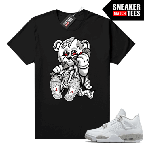 White Oreo 4s Sneaker Match Tees Black Designer Bear