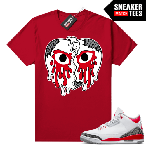 Fire Red 3s Shirts to match Sneaker Match Tees Red Crying Heart