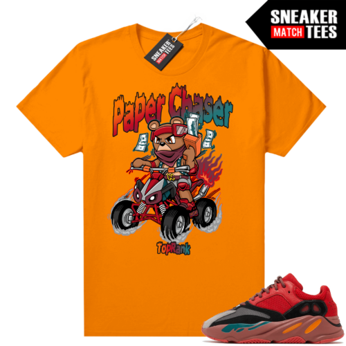 Yeezy 700 Hi-Res Red Shirts Sneaker Match Orange TopRank Paper Chaser Bear