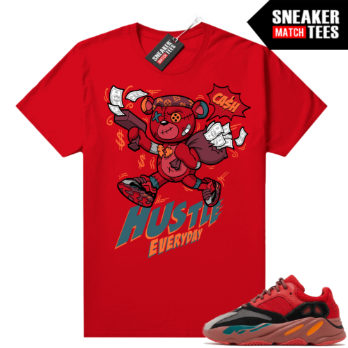 Yeezy 700 Hi-Res Red Shirts Sneaker Match Red Hustle Bear