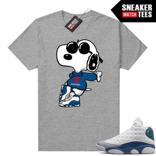 French Blue 13s Shirts Sneaker Match Heather Grey Fly Snoopy