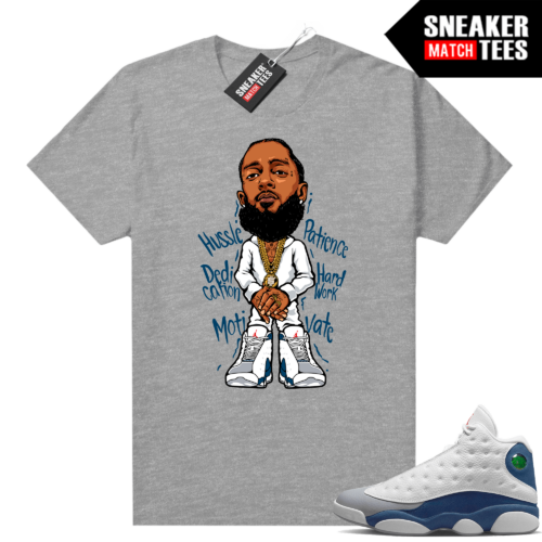 French Blue 13s Shirts Sneaker Match Heather Grey Nipsey Hussle