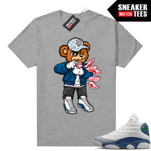 French Blue 13s Shirts Sneaker that Match Heather Grey Rich Bear