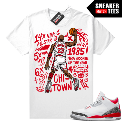 Sneaker germain Jordan 3 Fire Red tees