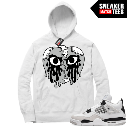 Black Military 4s Jordan Sneaker Match Hoodie White Crying Heart