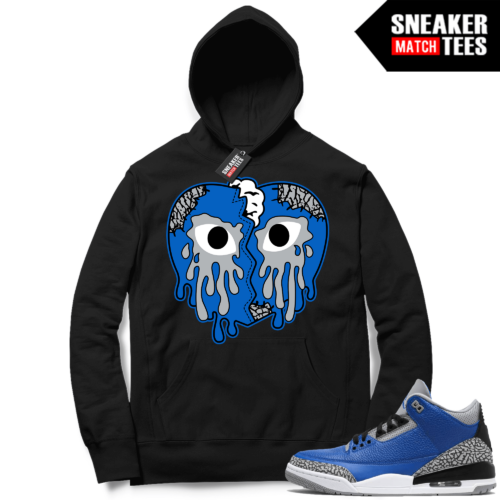 Blue Cement 3s Jordan Sneaker Match Hoodie Black Crying Heart