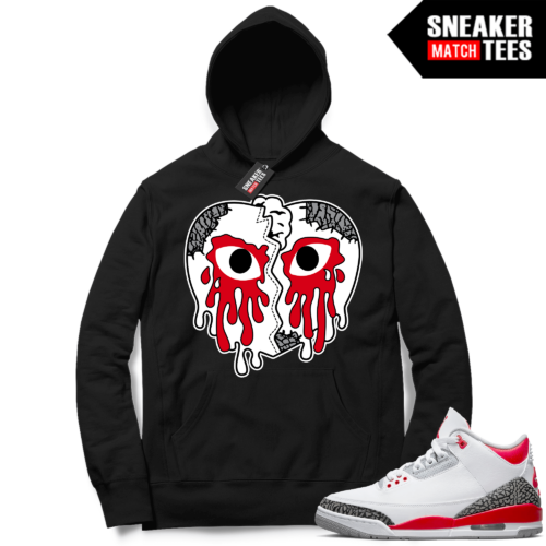 Fire red 3s Jordan Sneaker Match Hoodie Black Crying Heart