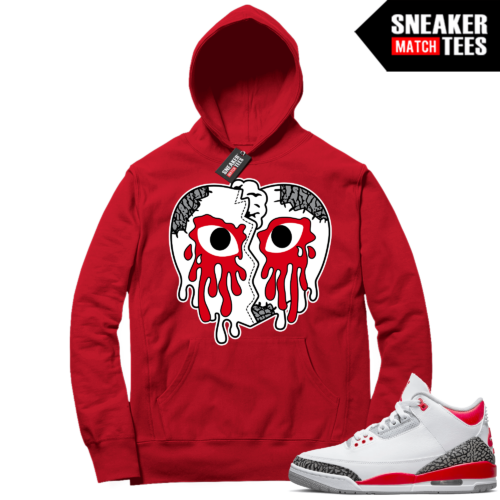 Fire red 3s Jordan Sneaker Match Hoodie Red Crying Heart