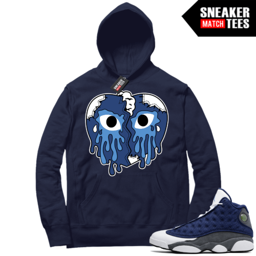 Flint 13s Jordan Jordans Sneaker Match Hoodie Navy Crying Heart