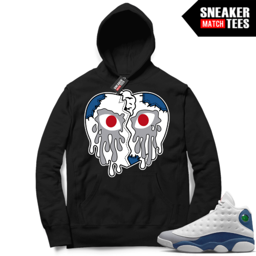 French Blue 13s Jordan Sneaker Match Hoodie Black Crying Heart