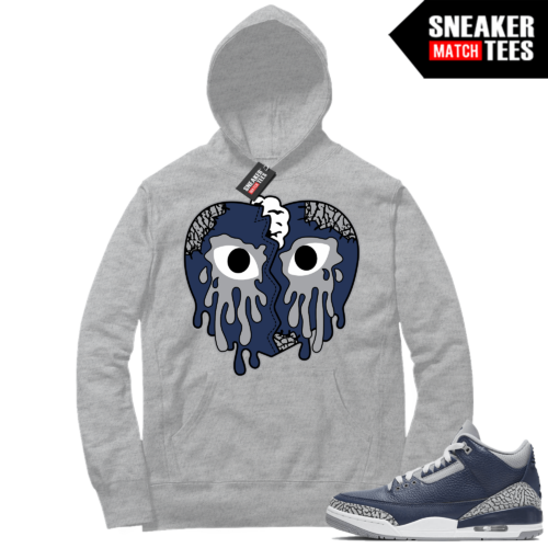 Georgetown 3s Jordan Sneaker Match Hoodie Heather Grey Crying Heart