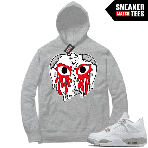 Gray Tech 4s Jordan Sneaker Match Hoodie Heather Gray Crying Heart