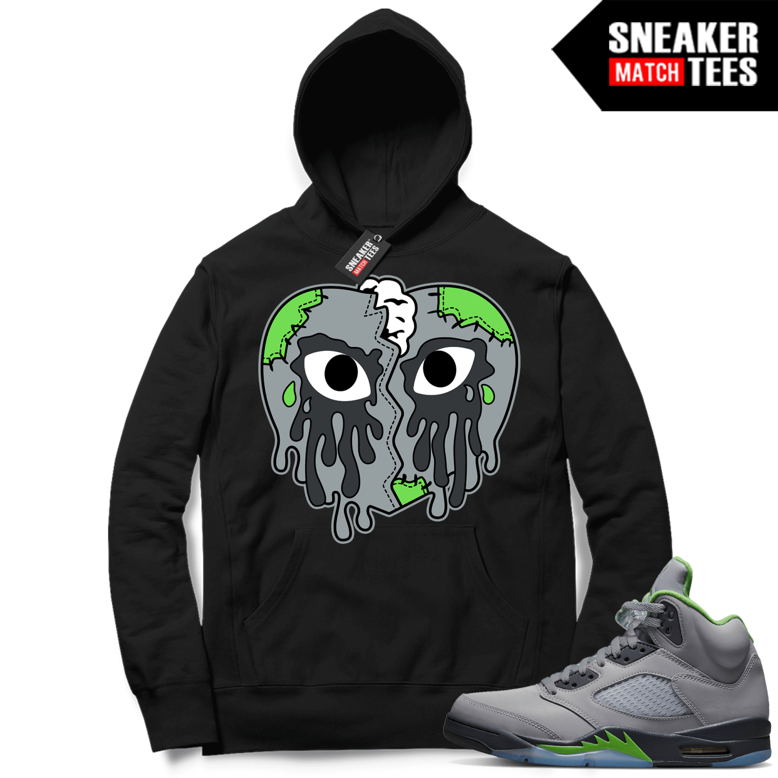 Green Bean 5s Jordan Sneaker Match Hoodie Black Crying Heart Sneaker