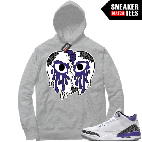 Iris 3s Jordan Sneaker Match Hoodie Heather Grey Crying Heart