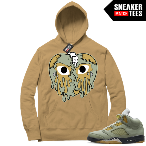 Jade Horizon 5s Jordan Sneaker Match Hoodie Tan Crying Heart