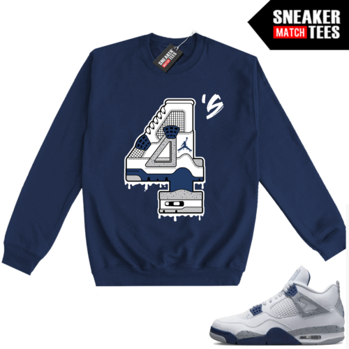 Midnight Navy 4s Crewneck Sweatshirts Sneaker Match Navy 4s