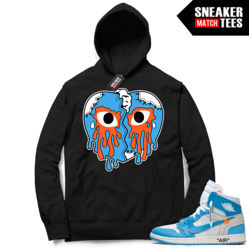 OFF White 1s UNC Sneaker Match Hoodie Black Crying Heart