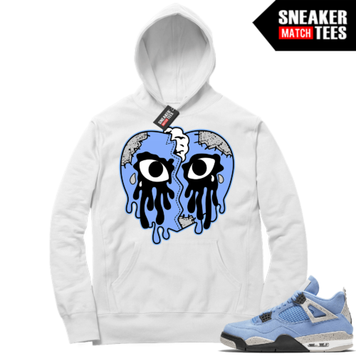 UNC 4s Jordan Sneaker Match Hoodie White Crying Heart