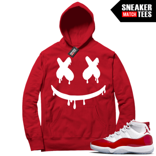 Cherry 11s Sneaker Match Hoodie Red Smiley Drip