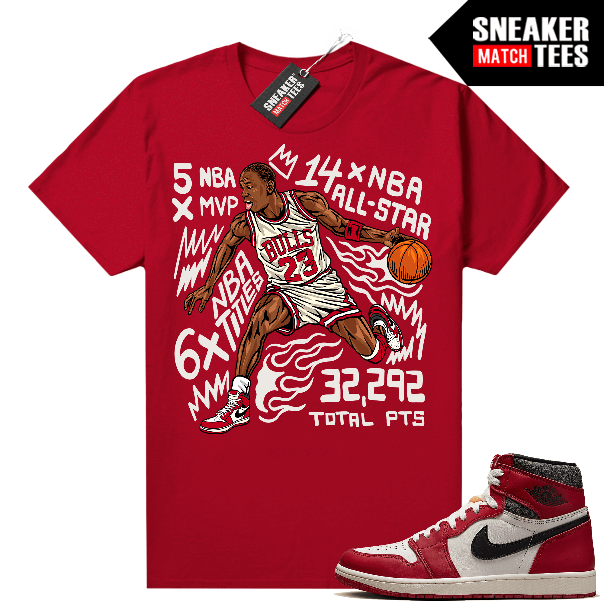 Chicago 1s Lost and Found Runtrendy Sneaker Match Shirt Red MJ Fast Break