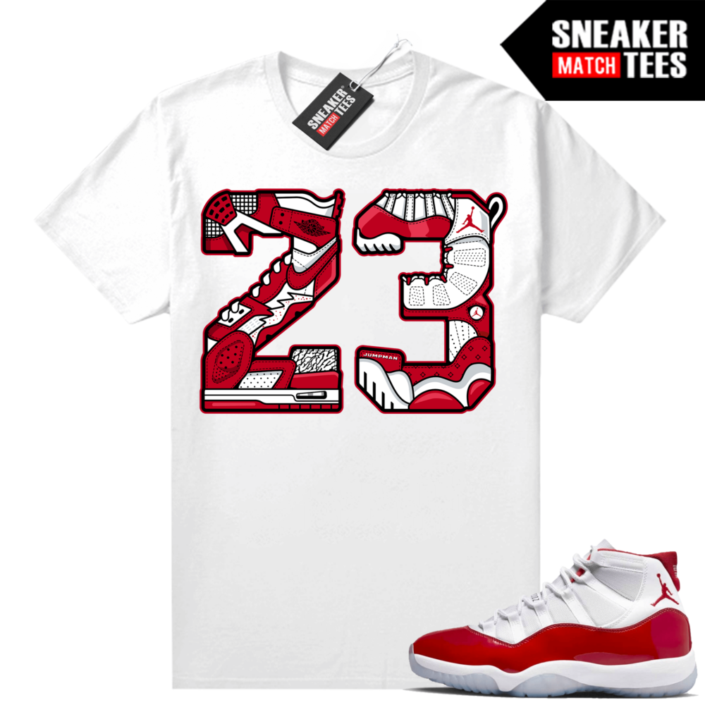 Jordan 11 Cherry shirts Sneaker Match White 23 Mashup Cherry 11s