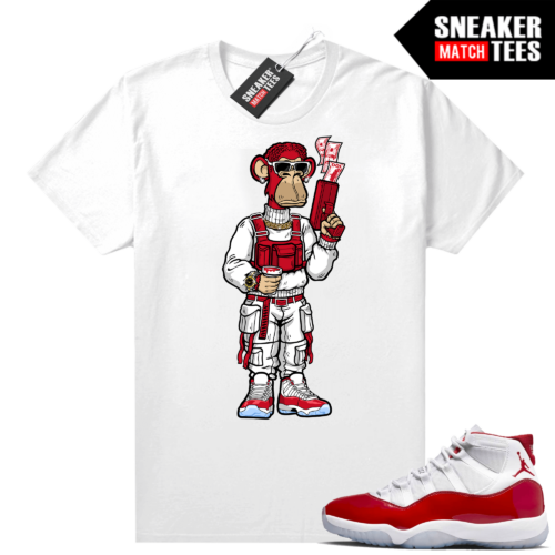 Jordan 11 Cherry shirts Sneaker Match White Sneakerhead Bored Ape V4