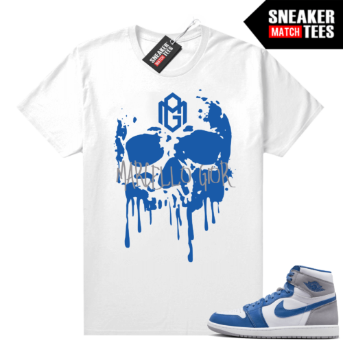 Jordan 1 True Blue shirts Sneaker and Gior Skull Drip