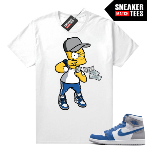 Jordan 1 True Blue shirts Sneaker Match White Bart Big Spender