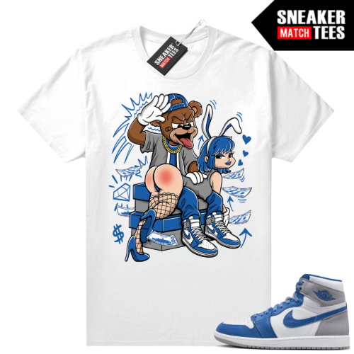 Jordan 1 True Blue shirts Ariss-eu Sneaker Match White Bunny Slap
