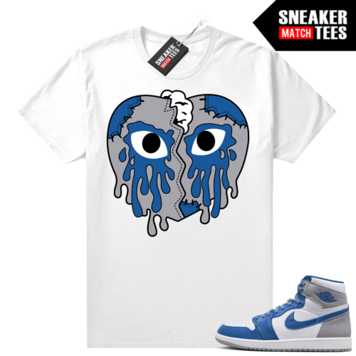 Jordan 1 True Blue shirts Sneaker Match White Crying Heart