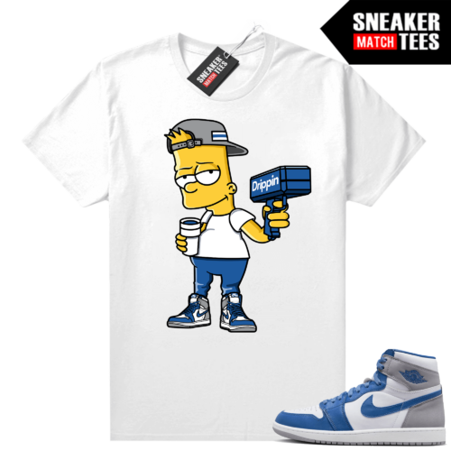 Jordan 1 True Blue shirts Sneaker Match White Drippy Bart