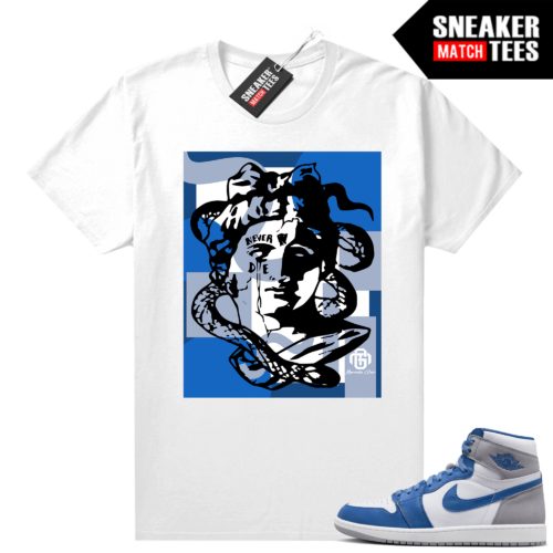 Jordan 1 True Blue shirts Beach Match White Gior Medusa