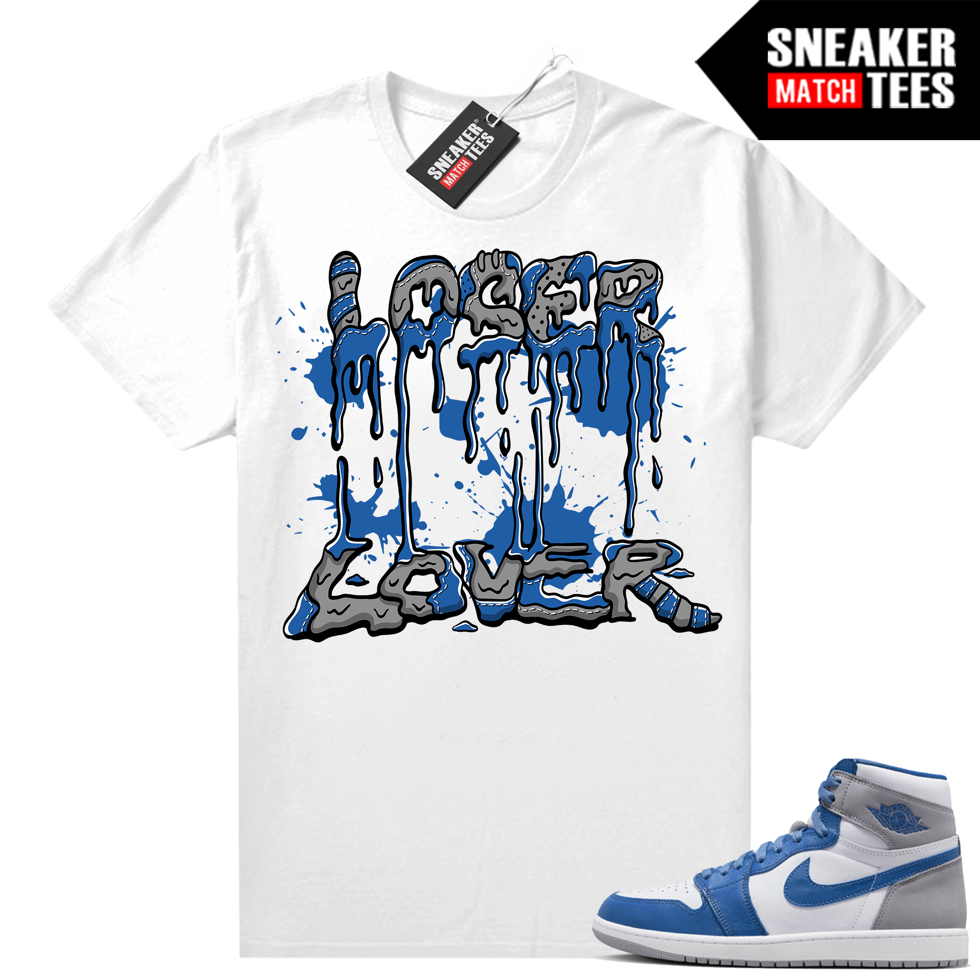 Jordan 1 True Blue shirts Sneaker Match White Loser Lover