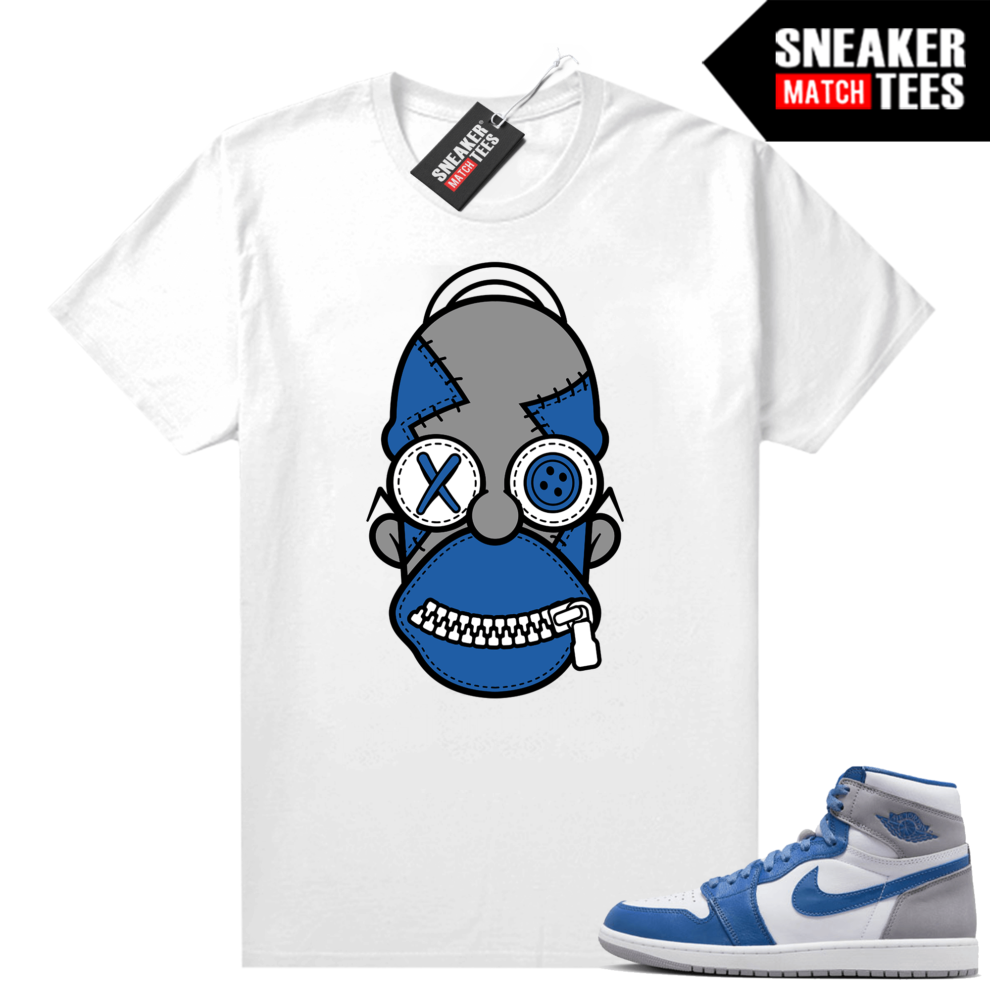 Jordan 1 True Blue shirts Sneaker Match White Misfit Homer