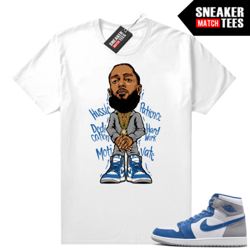 Jordan 1 True Blue shirts Sneaker Match White Nipsey