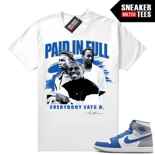 Jordan 1 True Blue shirts Sneaker Match White Paid In Full Movie