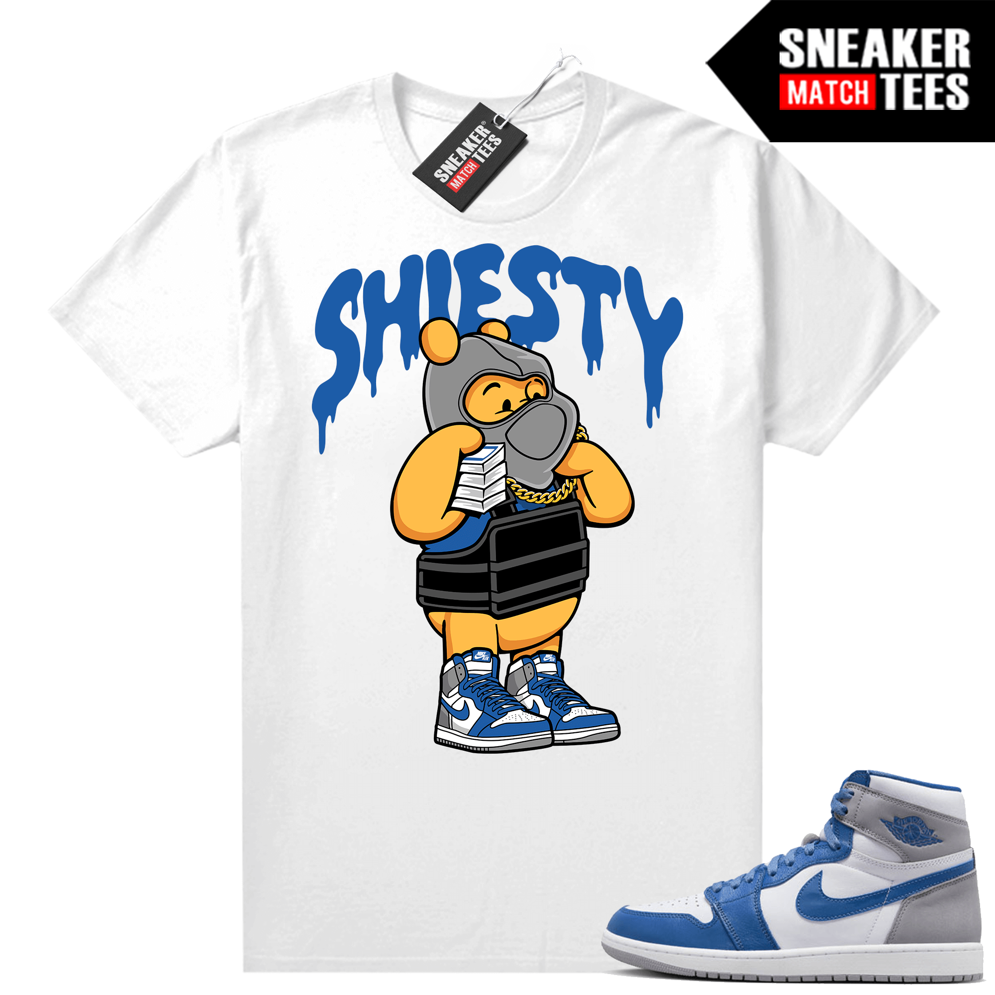 Jordan 1 True Blue shirts Sneaker Match White Pooh Shiesty