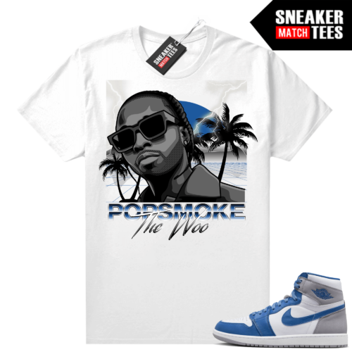 Jordan 1 True Blue shirts Sneaker Match White Pop Smoke Paradise