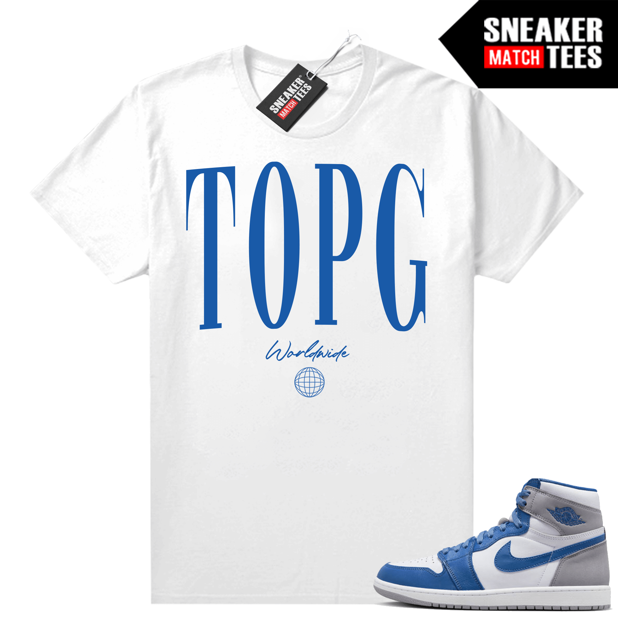 Jordan 1 True Blue shirts Sneaker Match White Top G Worldwide