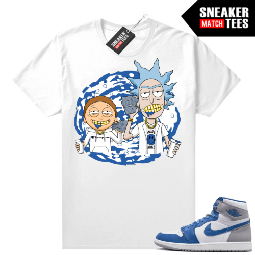 Jordan 1 True Blue shirts Sneaker Match White Trap Rick and Morty