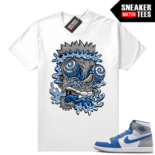 Jordan Gold 1 True Blue shirts light Match White Trippy Bart