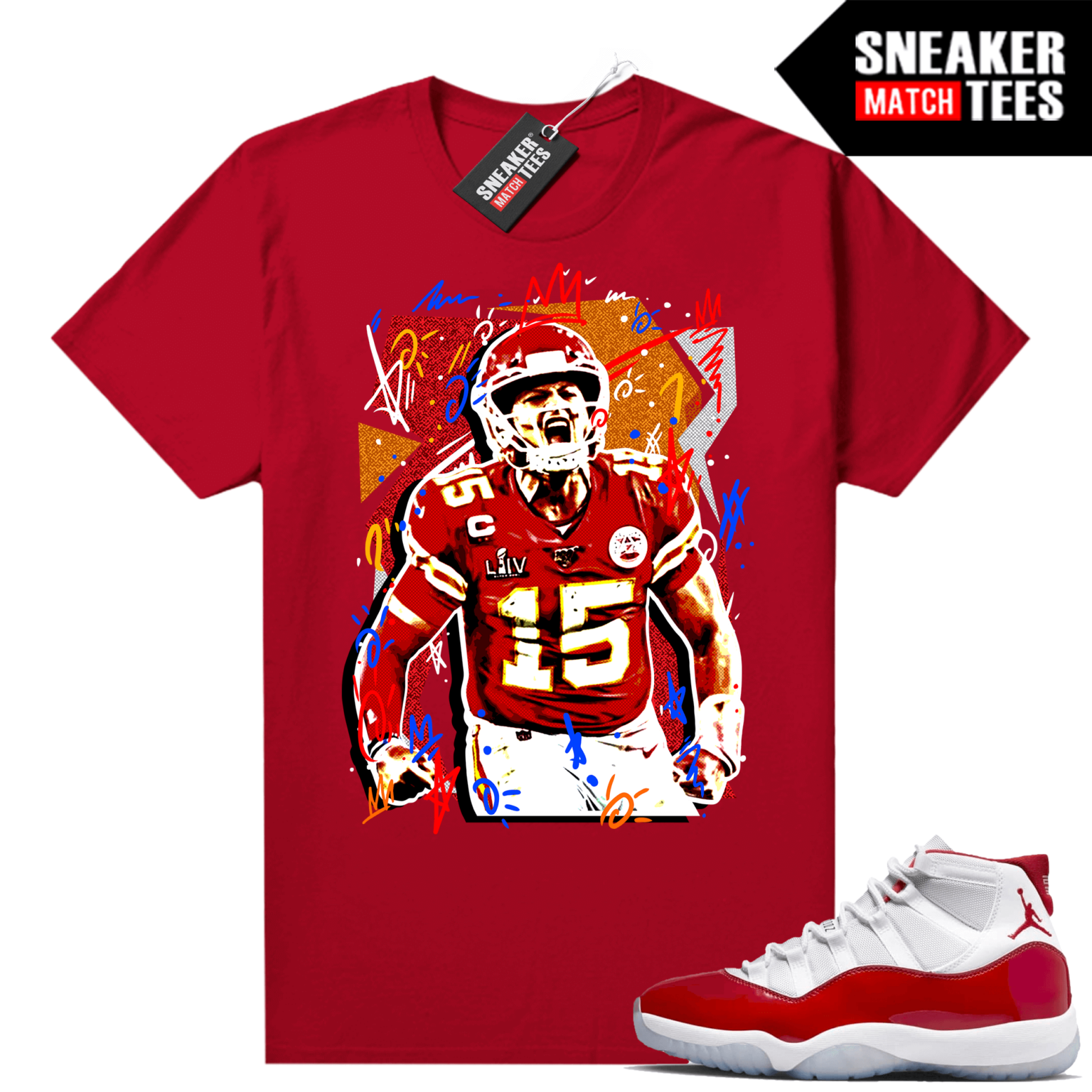 Cherry 11s Shirt Sneaker Match Red Mahomes Graphic Cherry 11s Sneaker