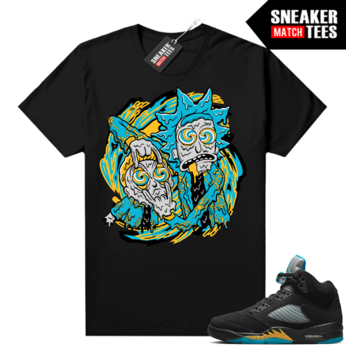Jordan Air 5 Aqua shirts Urlfreeze Sneaker Match Black Tripped Out Rick & Morty