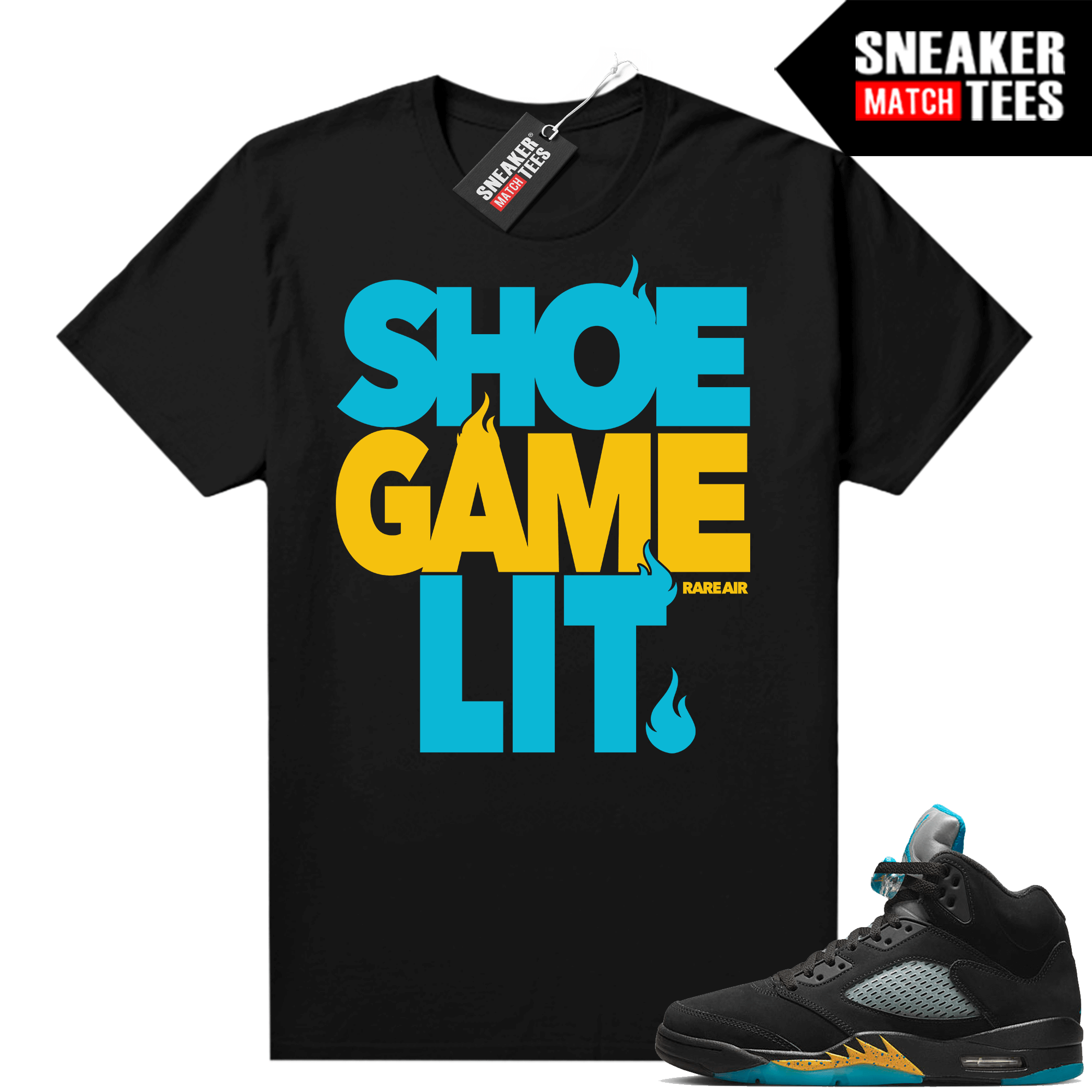 Jordan 5 Aqua shirts Sneaker Match Shoe Game Lit