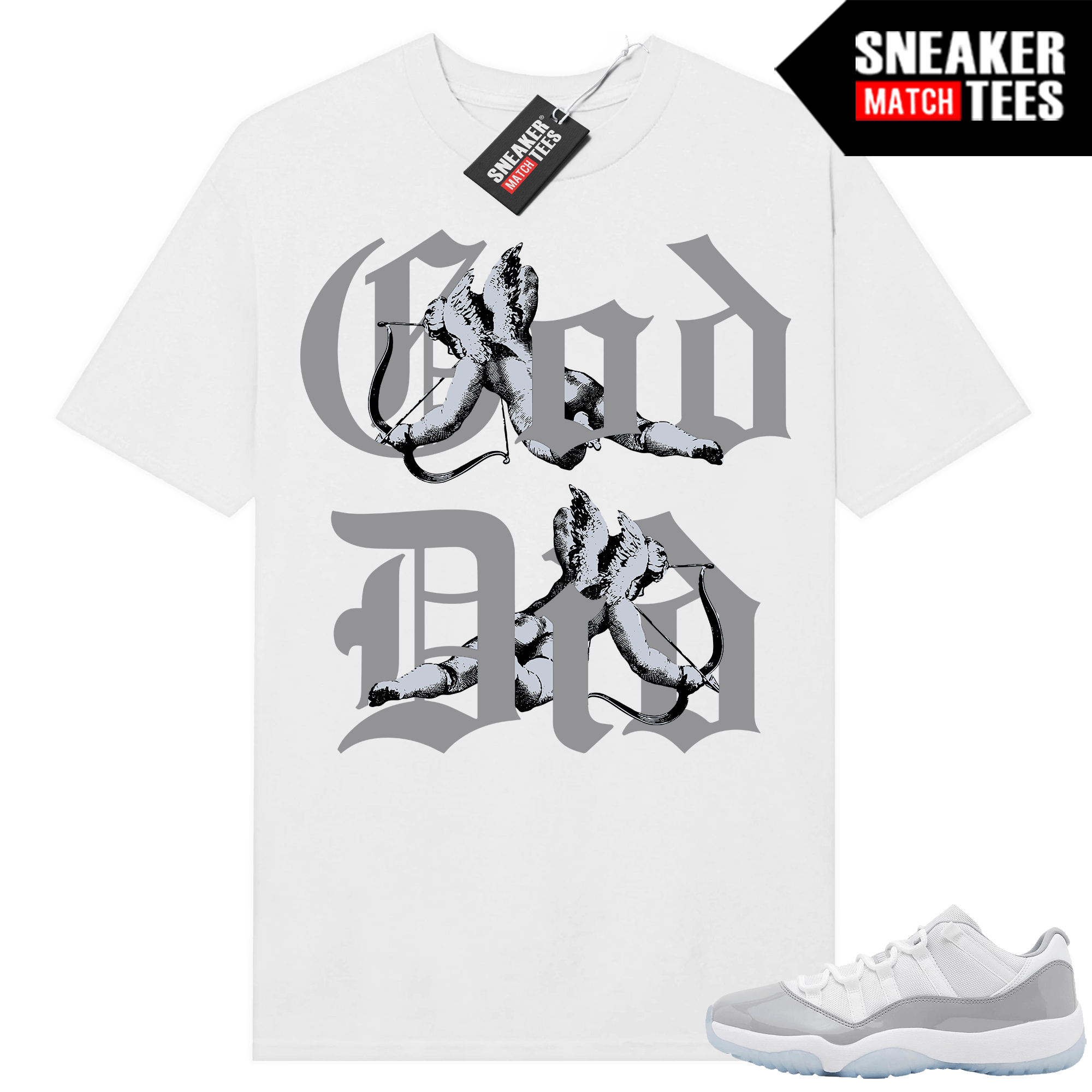 Jordan 11 low Cement Grey shirts Sneaker Match White God Did