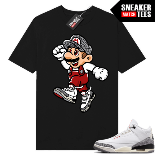 Jordan 3 White Cement Reimagined Sneaker Tees City Black Mario Jump