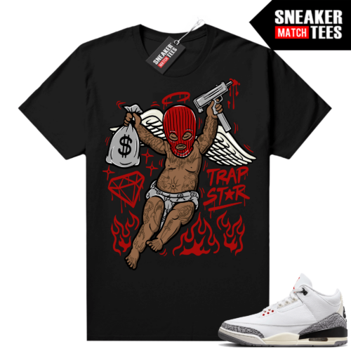 Jordan 3 White Cement Reimagined Sneaker Tees Match Black Trapstar Angel