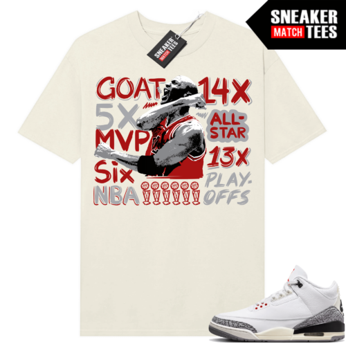 Jordan 3 White Cement Reimagined Sneaker Tees Match Sail MJ Accolades Victory